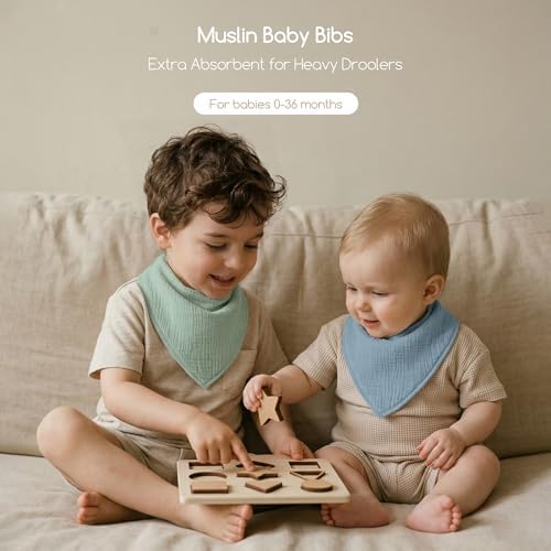 8 Pack Muslin Baby Bandana Bibs - Image 3