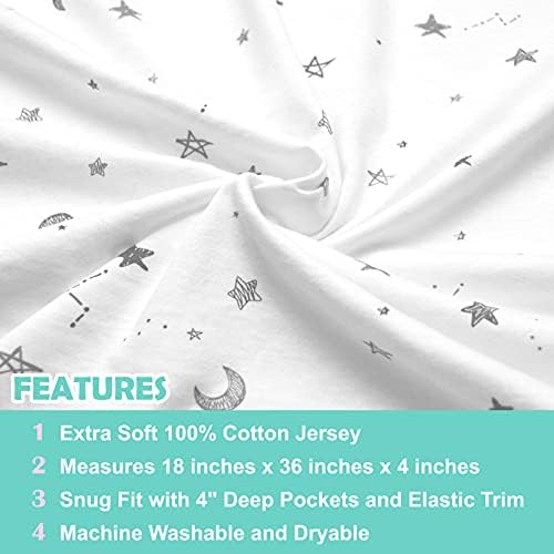 American Baby Company 100% Natural Cotton Fitted Cradle/Bassinet Sheet 36" x 18" - Image 2