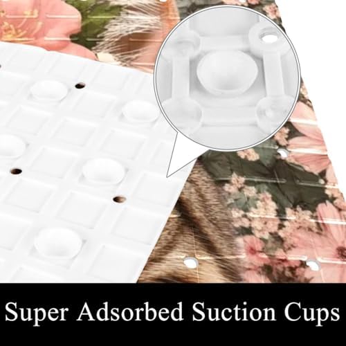 Shower Mat Non Slip, Floral Cat Anti Slip Bath Mat - Image 3