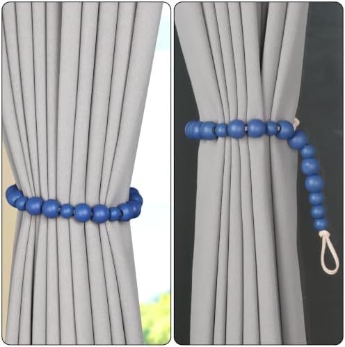 Boho Wood Bead Curtain Tiebacks Curtain Holdbacks - Image 3