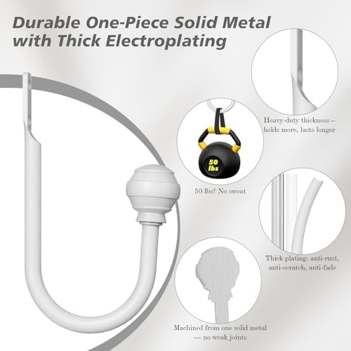Hion Curtain Holdbacks White 2pcs, Curtain Tiebacks Wall Mounted Hooks - Image 3