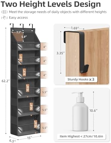 STORAGE MANIAC Over the Door Organizer 6-Shelf Closet Hanging Storage - Image 3