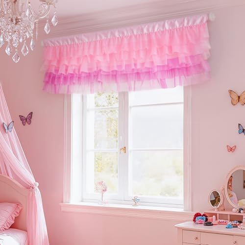 Besutolife Valance Curtains Pink Tulle Valance - Image 2