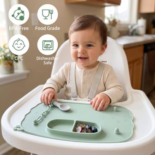 2-Pack Silicone Baby Mats with 8 Stretchable Straps & Suction Cups - Image 4