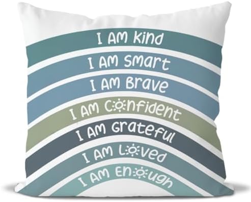 QIYUHOY Olive Boho Rainbow Classroom Throw Pillow Covers, 18x18 Inch by QIYUHOY