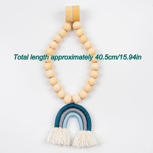 2 Pieces Wooden Beaded Curtain Tiebacks, Tassel Curtain Buckles Magnetic - Image 2