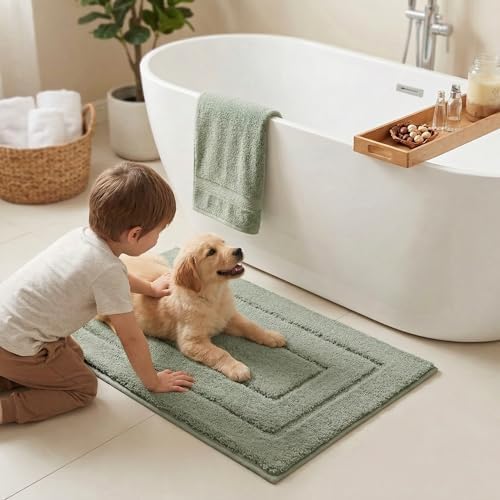 GRANNY SAYS Light Green Bathroom Rug 16" x 24", Non-Slip Bath Mat - Image 3