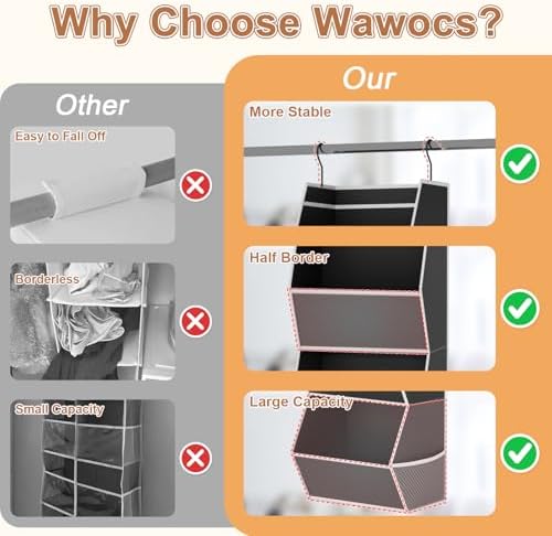 Hanging Closet Organizer Bins for Closet Organization Storage 4 Shelf Black - Image 4