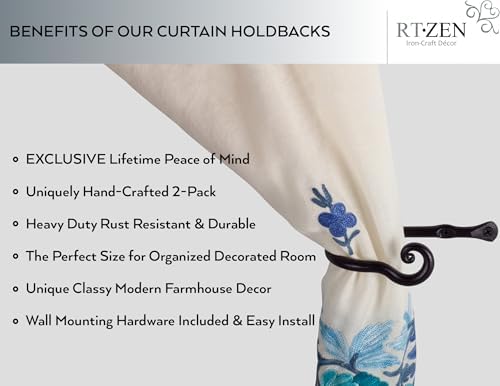 RTZEN Decorative Metal Curtain Tiebacks - Image 2