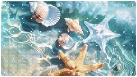 Shower Mat Non Slip, Beach Starfishes Shells Anti Slip Bath Mat by Anna+Cowper
