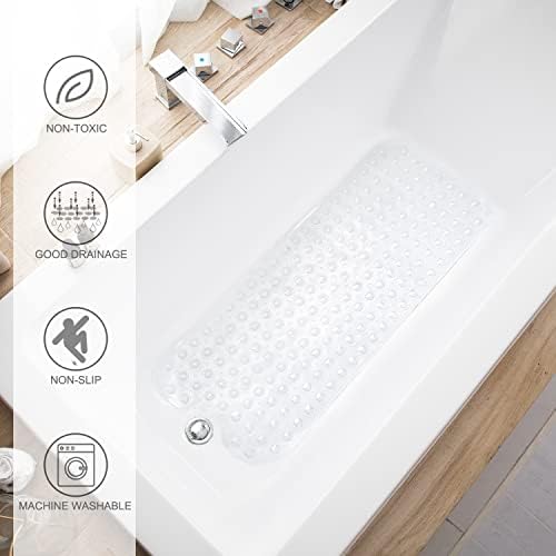 TEESHLY Bathtub Mats for Shower Tub, Extra Long Non-Slip 39 x 16 Inch Bath Mat - Image 5