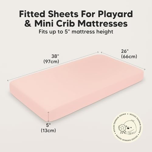 2-Pack Mini Crib Sheets Fitted, 38x26 Pack N Play Mattress Sheets - Image 3