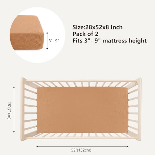Bearmoss Muslin Crib Sheets 100% Cotton Baby Bed Sheets Soft&Breathable Nursery - Image 3