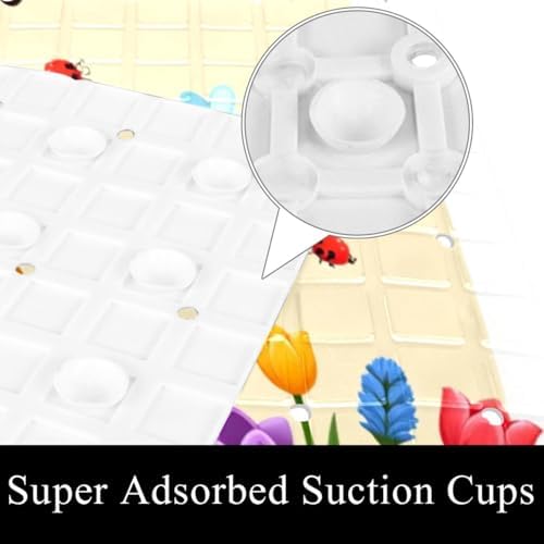 Shower Mat Non Slip 26.8 x 15.1 Inches, Spring Floral Gnome Bathtub Mat Shower - Image 3