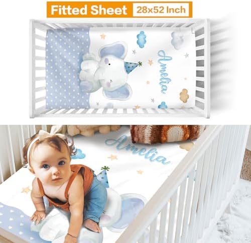 Custom Crib Bedding Set for Boys Gifts Baby Elephant Design Color06 - Image 3