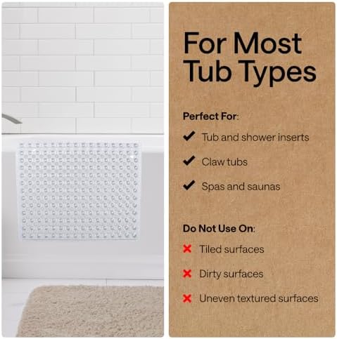 GORILLA GRIP Bath Tub Shower Mat, Bathtub Floor Liner, 35x16 Clear - Image 5