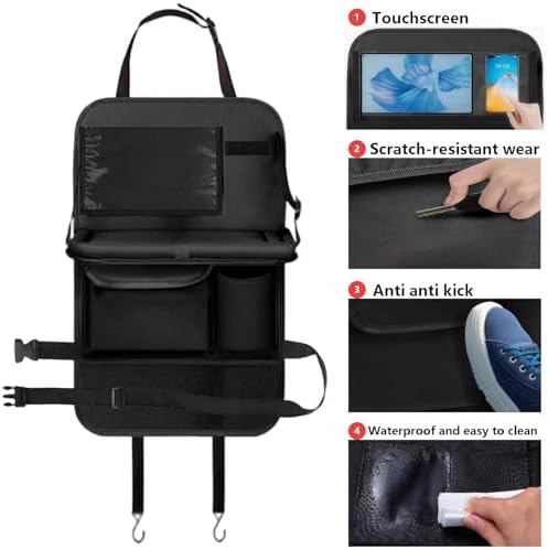 TCJJ Car Seat Organiser Backseat Kick Mats Oxford Back Seat Protector - Image 6