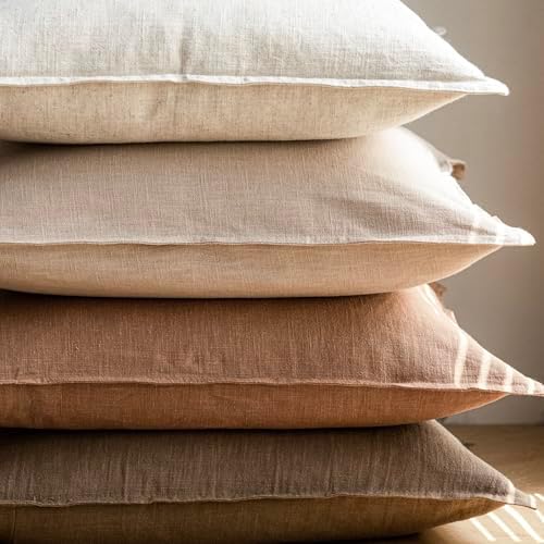 Foindtower Linen Solid Decorative Throw Pillow Covers 18x18 Light Brown - Image 5