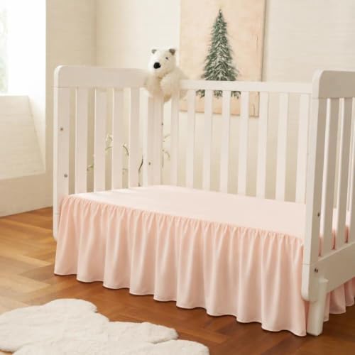 Crib Skirt with Platform, Ruffled Wave Design Baby Bed Skirt by VTNXUN
