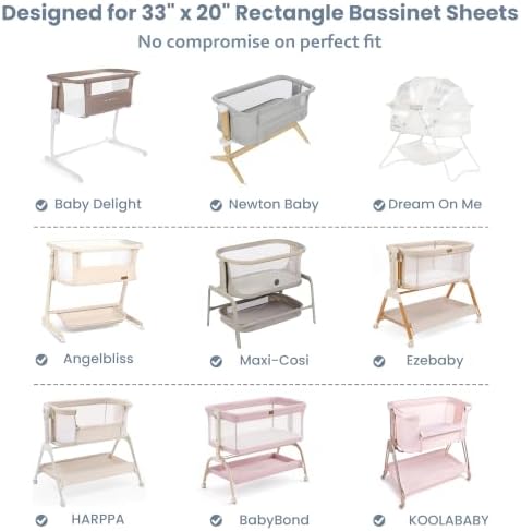 Baby Bedside Bassinet Sheets Fitted, 33”x20” Compatible - Image 6