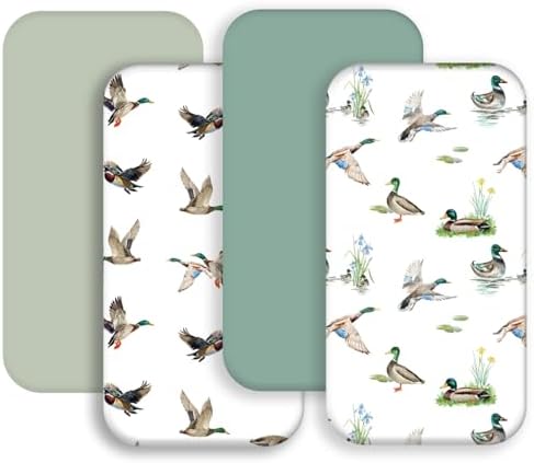 4 Pack Mallard Duck Baby Bassinet Sheets Neutral Unisex Breathable Fitted by FIGEPO