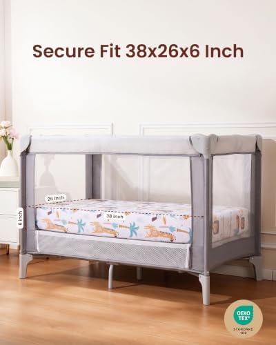 Pack and Play Sheets Fitted, Mini Crib Sheets 38x26 Inch - Image 2