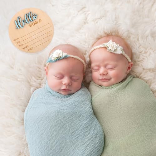 Baby Announcement Sign, Wooden Hello World Newborn Signs Birth Name Sign - Image 6