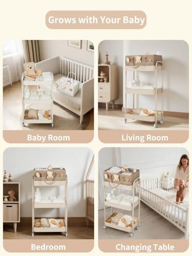 Fortella Baby Diaper Caddy, 3 Tier Rolling Cart - Image 6