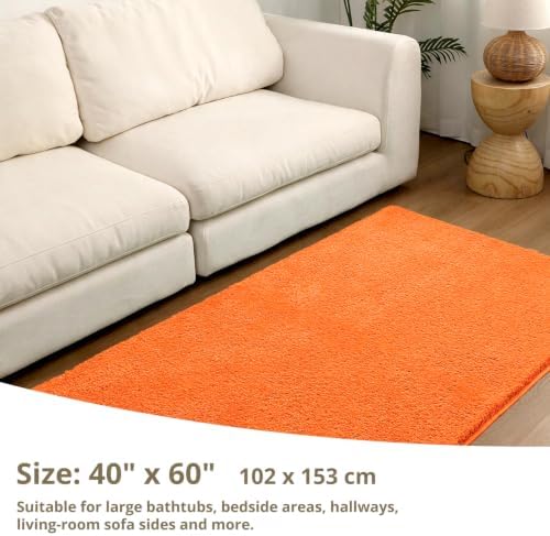 Polyester Bathroom Rug 40"x60" Orange, Large Soft Shaggy Bath Mat - Image 2