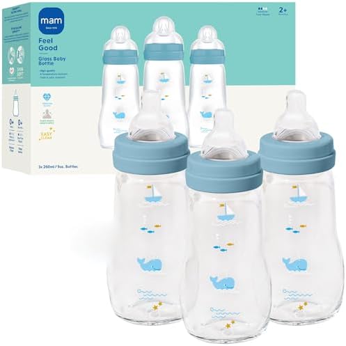 MAM 9oz Pure Glass Feel Good Anti-Colic 2+ Months Baby Bottle by MAMBabyUSA