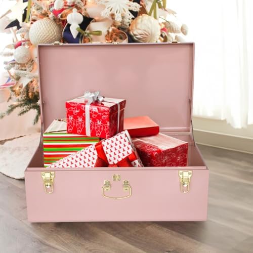 Vixdonos Large Metal Trunk Decorative Storage Box College Dorm Chest - Image 6
