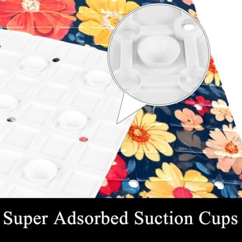 Bathtub Mat Non Slip 26.8x15.1In, Colorful Flower Bath Mat - Image 3