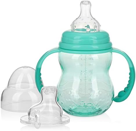 Nuby 3 in 1 Baby Bottle to Training Sippy Cup - 8 Oz Toddler Cups Spill Proof by NubyUSA
