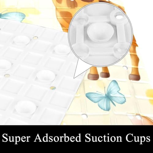 Shower Mat Non Slip, Giraffes Butterflies Anti Slip Bath Mat - Image 3