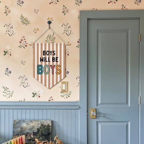 Wheatwin Boy Room Decor, Boys Will Be Boys Wall Hanging Pennant Flag Banner - Image 2