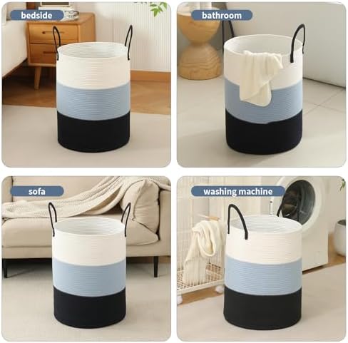 Laundry Basket Hamper Tall Rope Storage Woven - Image 5