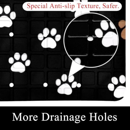 Bathtub Mat Non Slip 26.8x15.1In, Dogs Footprints Bath Mat - Image 2