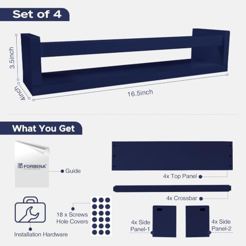 Forbena Navy Blue Floating Nursery Book Shelves - Image 3