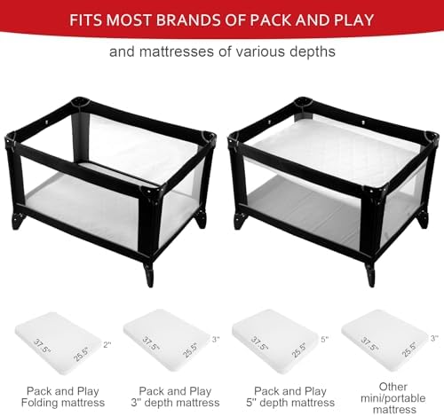 Waterproof Pack and Play Mattress Pad Sheets Fitted, Cotton Fabric - Image 2
