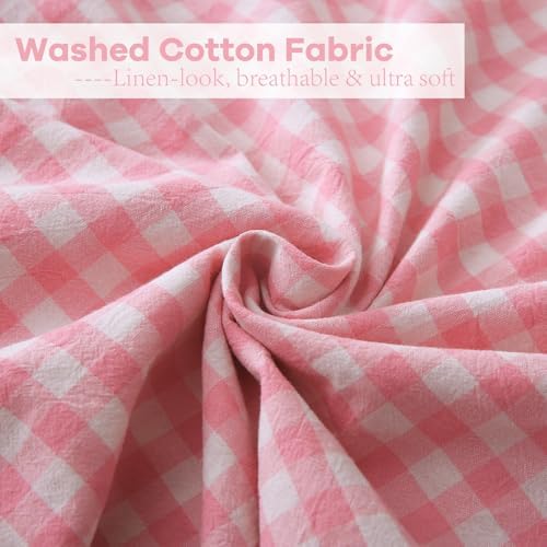 2 Pack Coral Pink Gingham Ruffle Throw Pillow Covers 18''x18'' - Image 6