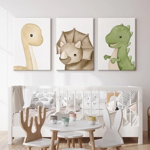 Dinosaur Wall Art Kids Boys Room Canvas Wall Decor Dino Nursery Wall Art - Image 4