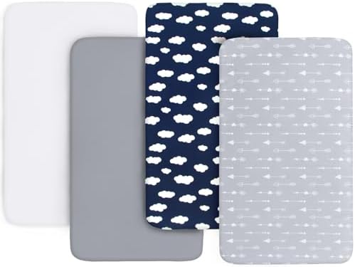 4-Pack Fitted Mini Crib Sheets for Boys and Girls by Bilobanbabybedding