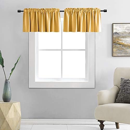 DONREN 2 Panels Gold Yellow Curtain Valances by DONREN