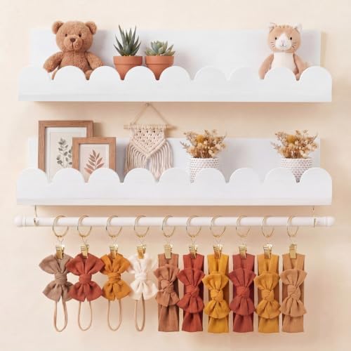 Qunclay Nursery Floating Shelves Headband and Bow Holder by Qunclay