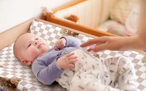 Fitted Baby Neutral Changing Pad Covers Bear and Buffalo Check Plaid Breathable - Image 3