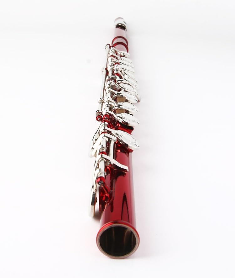 Glory Closed Hole C Flute With Case, Tuning Rod and Cloth and Gloves, Red