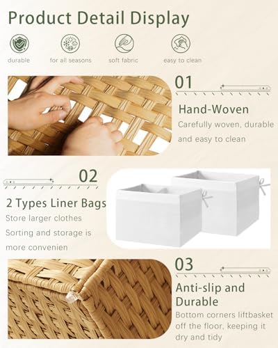 SETVSON Storage Basket with Lid, 2-Lid PE Rattan Storage Bin - Image 3