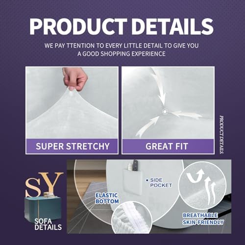 ZNSAYOTX Stretch Velvet Recliner Cover 4-Pieces, Thick Soft Recliner Chair - Image 3