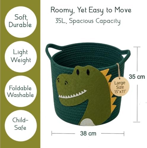 Nursery Storage Basket, Large Woven Cotton Rope Baby Bin - Image 4