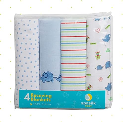 Spasilk Baby 4 Pack 100% Cotton Flannel Receiving Blanket - Image 3